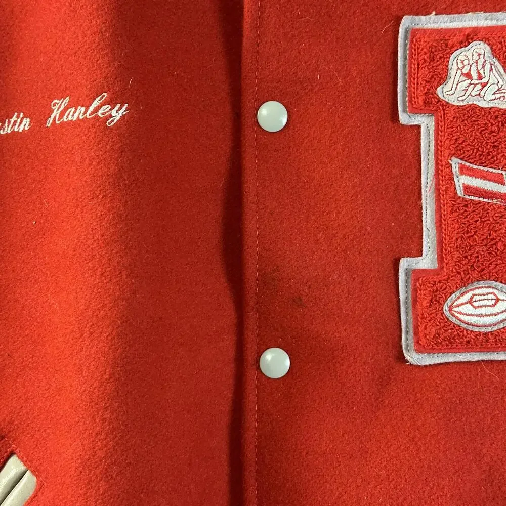 Vintage Holloway Varsity Jacket Mens XL Red Wool Mustangs Letterman P Patch